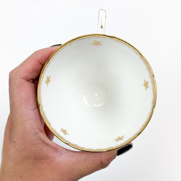 Royal Stafford Tea Cup Saucer Set Stars Crown Bone China Made in England - Picture 6 of 10